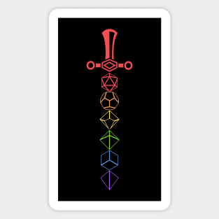 Rainbow Polyhedral Dice Sword Sticker